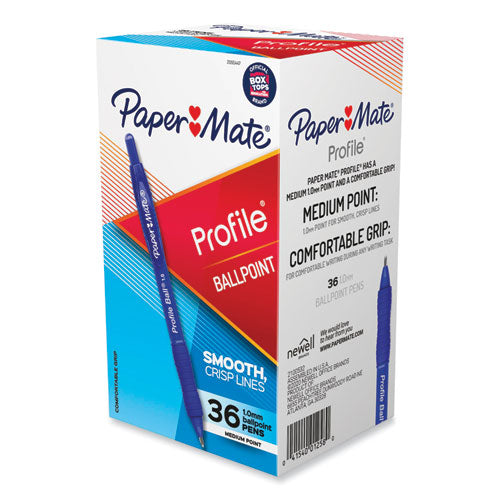 Profile Ballpoint Pen, Retractable, Medium 1 mm, Blue Ink, Translucent Blue Barrel, 36/Pack-(PAP2095447)