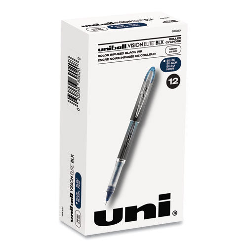 VISION ELITE Roller Ball Pen, Stick, Extra-Fine 0.5 mm, Blue-Black Ink, Black/Blue Barrel-(UBC69020)