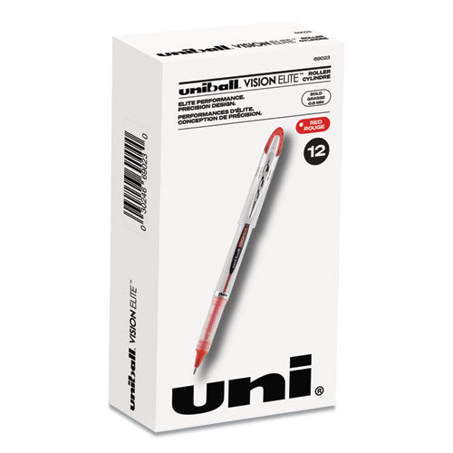 VISION ELITE Roller Ball Pen, Stick, Bold 0.8 mm, Red Ink, White/Red Barrel-(UBC69023)