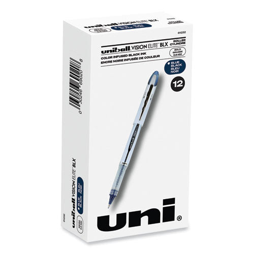 VISION ELITE Roller Ball Pen, Stick, Bold 0.8 mm, Blue-Black Ink, White/Blue Barrel-(UBC61232)